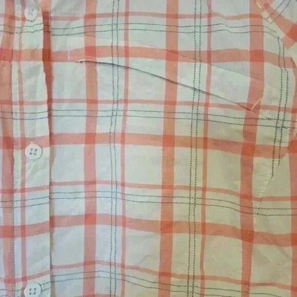 Columbia Women's White & Peach Nylon Plaid Silver Ridge Short Sleeve Button Down - Picture 5 of 13